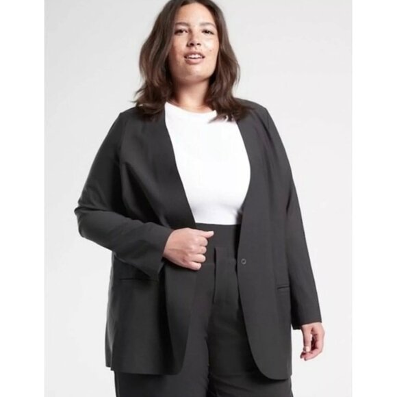 Athleta Womens Plus Avenues Blazer Jacket Black Euroluxe Stretch size 22 - Picture 15 of 16